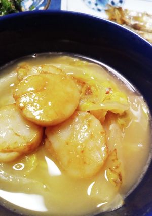 焼き帆立と白菜の白だし味噌煮込み-レシピのメイン写真