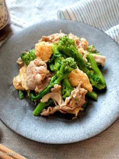 菜の花と豚肉の醤油糀炒め-レシピのメイン写真