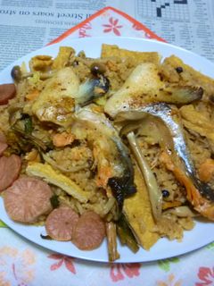 焼き鮭京揚げしめじ炊き込みご飯カフェ丼1-レシピのメイン写真
