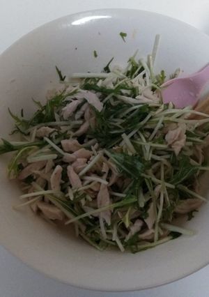 向井くう風 水菜と鶏むね肉のピリ辛あえ-レシピのメイン写真