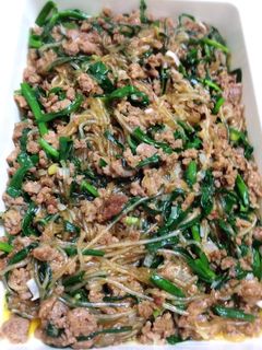 簡単おかず:ひき肉とニラもやし炒め-レシピのメイン写真