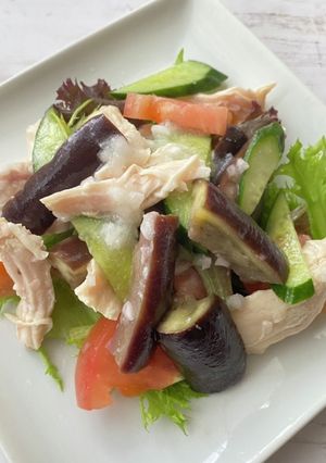 ナスと蒸し鶏のサラダ-レシピのメイン写真