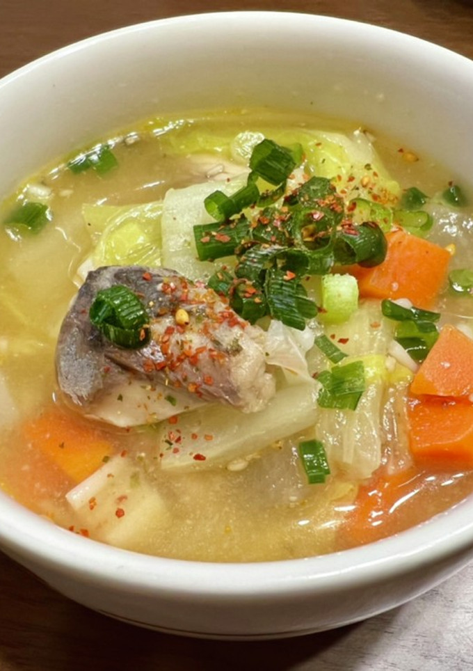 【ダイエット】鯖缶と押し麦のスープ-レシピのメイン写真