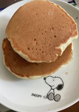 材料3!ふんわりもっちり豆腐ホットケーキ-レシピのメイン写真