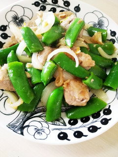 スナップえんどうの豚肉の塩にんにく炒め-レシピのメイン写真