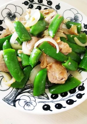 スナップえんどうの豚肉の塩にんにく炒め-レシピのメイン写真