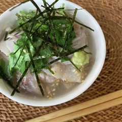 รูปของ クエだしの素で鯛茶漬け