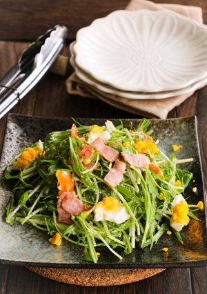 水菜とカリカリベーコンの胡麻マヨドレ和え-レシピのメイン写真