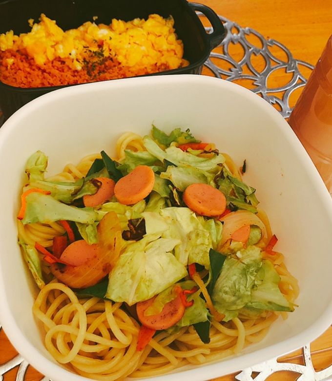お弁当:ちゃんぽん麺+ミニ鮭たま丼-レシピのメイン写真