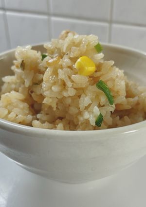 簡単！炊飯器でガーリック炒飯♡唐揚げ入り-レシピのメイン写真