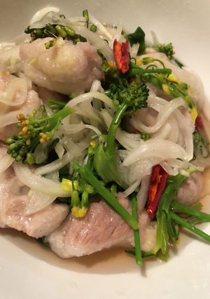 鶏モモと菜の花甘酢浸け-レシピのメイン写真