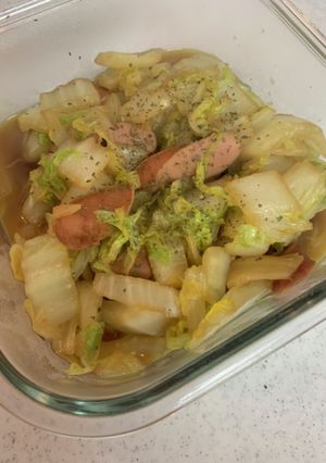 白菜とウインナーのカレーめんつゆ炒め-レシピのメイン写真