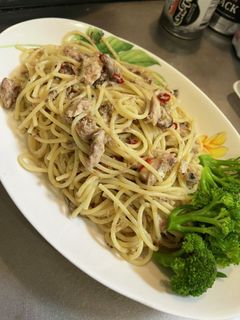 鯖缶混ぜるだけアヒージョ風パスタ-レシピのメイン写真