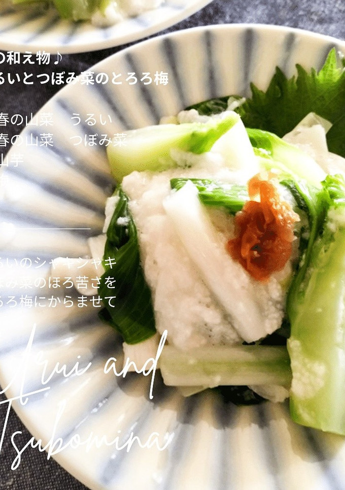 春の和え物♩うるいとつぼみ菜のとろろ梅-レシピのメイン写真
