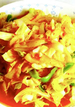 キャベツ，玉ねぎ，ピーマンのキムチ煮-レシピのメイン写真