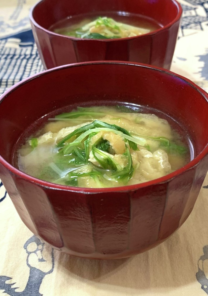 水菜と油揚げのお味噌汁-レシピのメイン写真