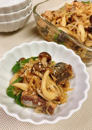 鯖水煮缶と白滝の旨辛炒め-レシピのメイン写真