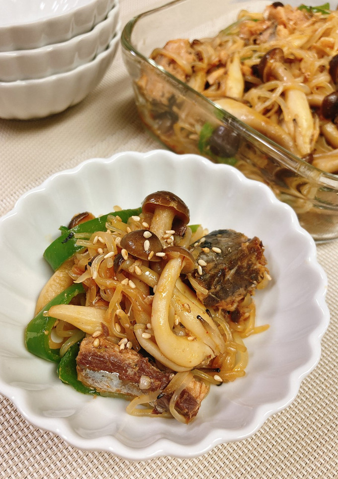鯖水煮缶と白滝の旨辛炒め-レシピのメイン写真