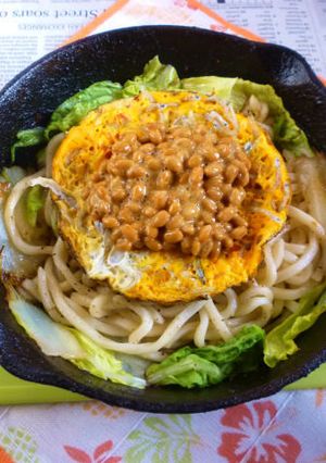 おじゃこ入り玉子焼白菜納豆の焼きうどん２-レシピのメイン写真