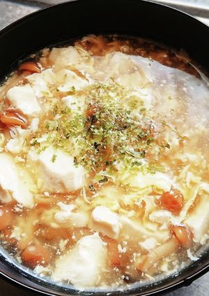 なめこと崩し豆腐のかき玉あんかけスープ-レシピのメイン写真