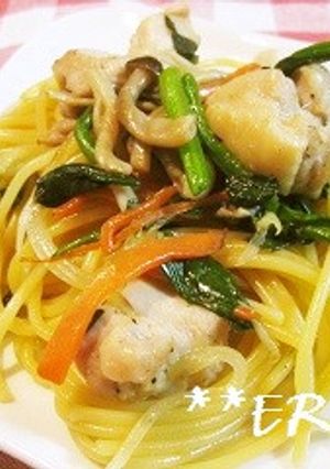 鶏肉とほうれん草の柚子胡椒パスタ～♪♪-レシピのメイン写真