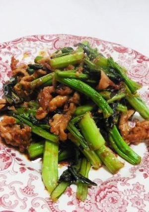 アスパラ菜とポークの中華風みそ炒め-レシピのメイン写真