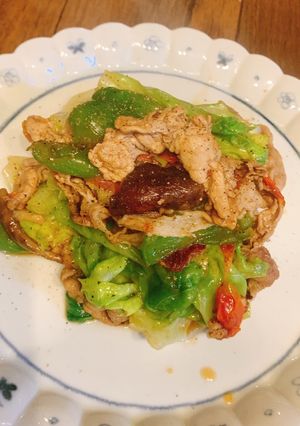 レタス、ピーマン、椎茸、豚肉のアジア炒め-レシピのメイン写真