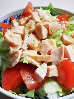 蒸し鶏のガーリックドレッシングのサラダ-レシピのメイン写真