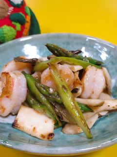 アスパラとエビの塩麹炒め-レシピのメイン写真