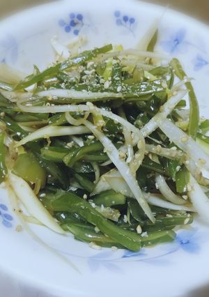 春が旬!茎わかめ白髪ネギ和え　免疫強化食-レシピのメイン写真