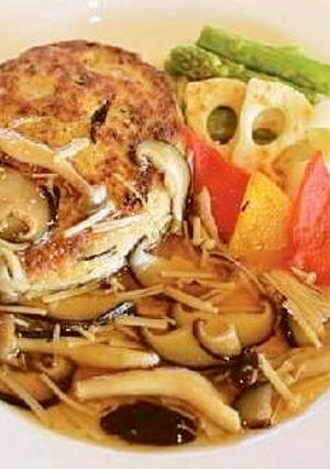 和風きのこハンバーグ　野菜のグリル添え-レシピのメイン写真