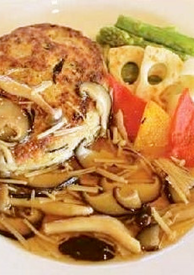 和風きのこハンバーグ　野菜のグリル添え-レシピのメイン写真