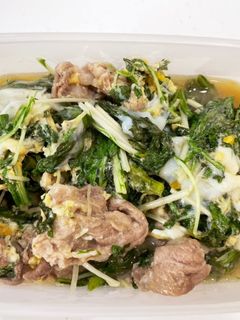 水菜と春菊と豚肉の卵とじ-レシピのメイン写真