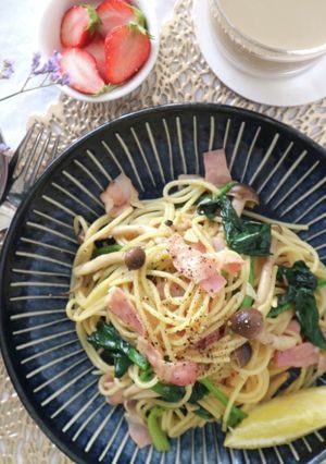 ほうれん草とベーコンの和風パスタ♪-レシピのメイン写真