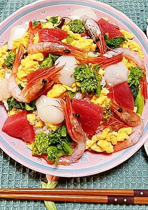 やっと春が来た！菜花の五目ちらし-レシピのメイン写真