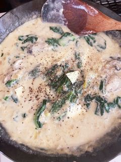 牡蠣とほうれん草の焼かないグラタン-レシピのメイン写真