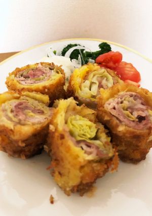 ♪春キャベツ&豚肉のまきまき揚げ♪-レシピのメイン写真