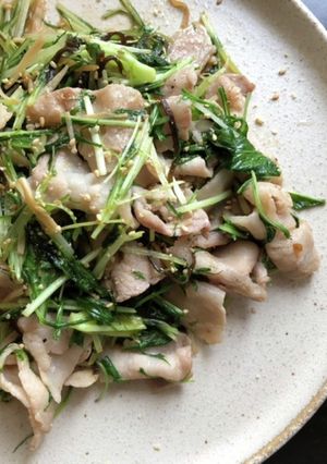 水菜と豚バラのさっぱり塩昆布ポン酢炒め-レシピのメイン写真