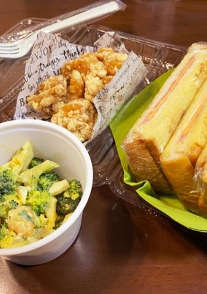 クロックムッシュ＆ブロッコリーサラダ弁当-レシピのメイン写真