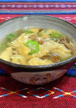 オクラとなめこのかき卵スープ-レシピのメイン写真