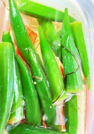 牛角の丸ごと塩オクラ+カニカマ-レシピのメイン写真