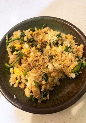 【リメイク】菜花とウィンナーのチャーハン-レシピのメイン写真