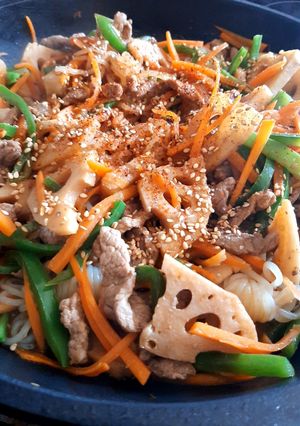 レンコンとシラタキの炒め物-レシピのメイン写真