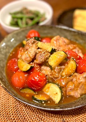 夏野菜と鶏肉の旨辛餡かけ-レシピのメイン写真