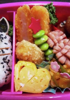 今日のキャラ弁(春のトトロ&くろすけ)-レシピのメイン写真