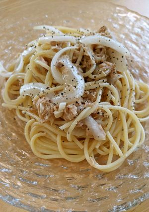 ツナと玉ねぎのにんにく醤油パスタ-レシピのメイン写真