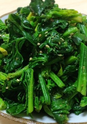 簡単おかず:ほうれん草のごま油炒め-レシピのメイン写真