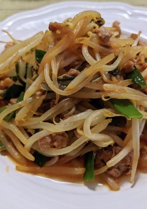 粗挽き肉ともやしのコチジャン炒め-レシピのメイン写真