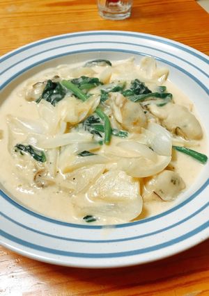 フライパンで牡蠣とほうれん草のグラタン-レシピのメイン写真