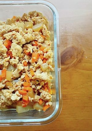 鶏ひき肉とこんにゃくにんじんそぼろ-レシピのメイン写真